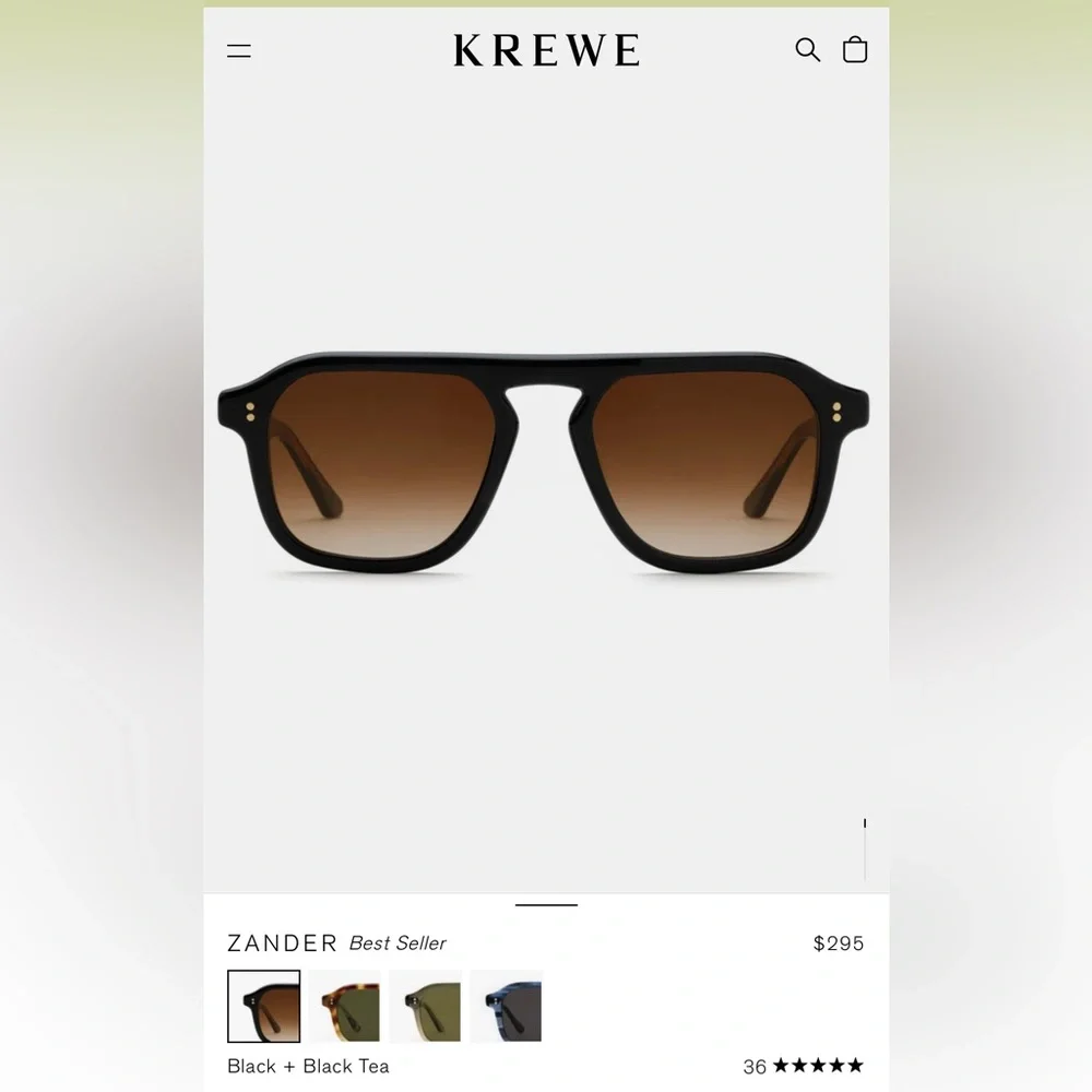 KREWE Black Square Sunglasses with Gradient Lenses - Picture 2 of 6